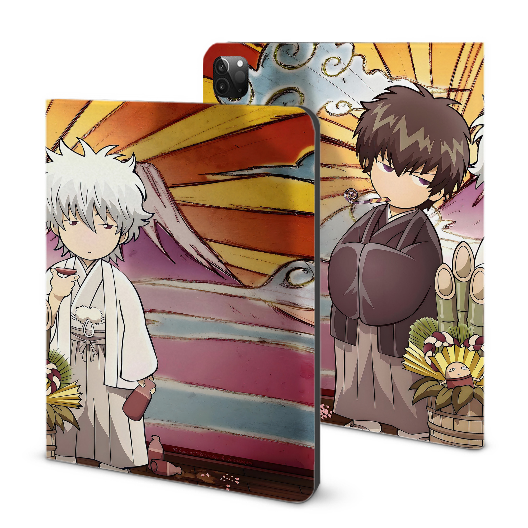 （画像用） ぎんたま 坂田銀時（さかたぎんとき） 神楽 志村新八（しむら しんぱち） GINTAMA Sakata Gintoki Kagura Shimura Shinpachi IPadケース ペンホルダー付き ブックスタイルデザイン